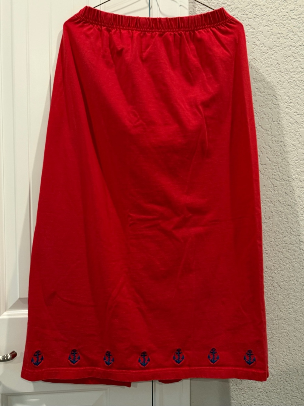 Quacker Factory Red A-Line Skirt with Navy Anchor Trim